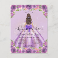 Floral Light Purple Gold Glam Princess Quinceanera