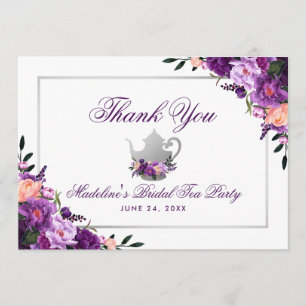 Floral Lila Bridal Tee Party Vielen Dank Dankeskarte