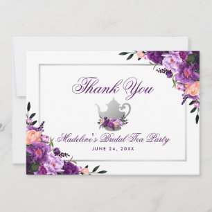 Floral Lila Bridal Tee Party Vielen Dank P Dankeskarte