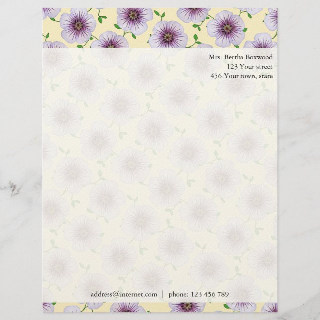 Floral Lila Garden Blume Foto Kundenspezifische Ad Briefkopf (Vorderseite)