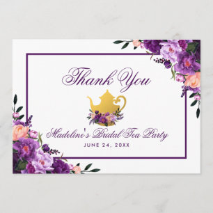 Floral Lila Gold Bridal Tee Party Vielen Dank P Dankeskarte