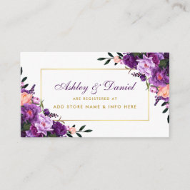 Floral Lila Gold Wedding Registrierungskarte Begleitkarte