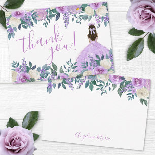 Floral Lila Quinceañera Dankeskarte