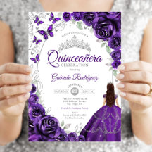 Floral Lila Silber Quinceanera