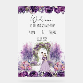 Floral lila Verlobung Acrylschild