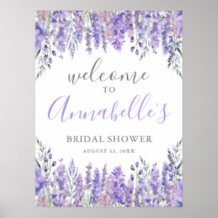 Floral-lila Willkommensschild für Brautjungfernpar Poster