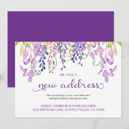 Floral Lila Wisteria Wir haben neue Adresse bewege Ankündigung
