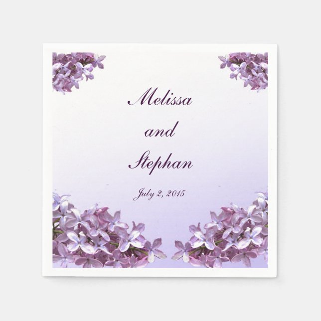 Floral Lilac Blume Hochzeit Serviette (Vorderseite)