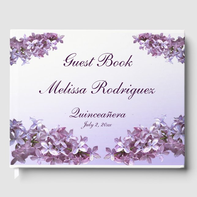Floral Lilac Blume Quinceanera Gästebuch (Vorderseite)