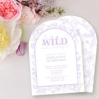 Floral Lilac Blume Wild & Onederful 1. Geburtstag Einladung