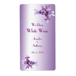 Floral Lilac Fleurs Mariage Étiquette de vin blanc