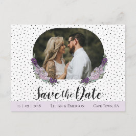 Floral Lilac & Lavender Custom Foto Save the Date Ankündigungspostkarte
