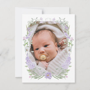 Floral Lilac Lavender Rahmen Taufe Danke Karte