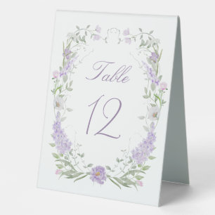 Floral Lilac Lavender Rahmen Tischnummer Zeichen Tischaufsteller