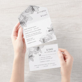 Floral Lilies All In One Einladung