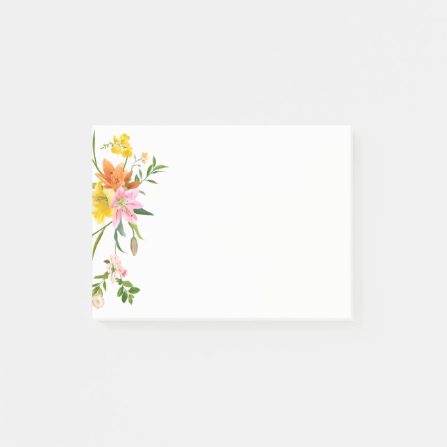 Floral Lily Blume - rosa, orange Post-it Klebezettel (Vorderseite)