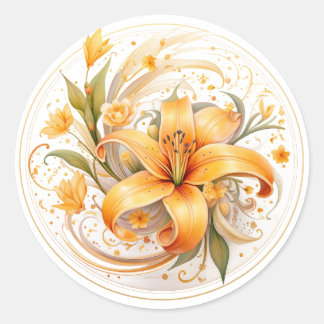 Floral Lily Runder Aufkleber