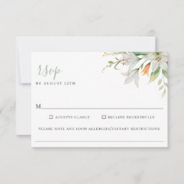 Floral Lily Wedding Food Allergy RSVP Card
