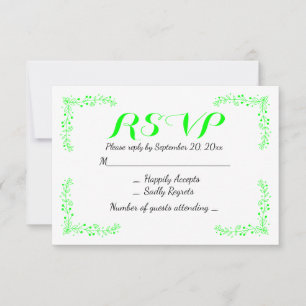 Floral Lime Green Leaf RSVP Feuilles de mariage
