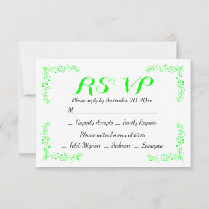 Floral Lime Green Leaf RSVP Feuilles de mariage