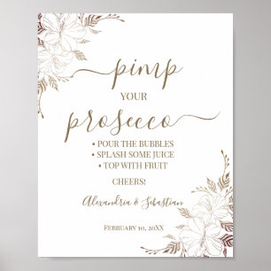 Floral Lines Peppe deinen Prosecco Brautparty-Schi Poster