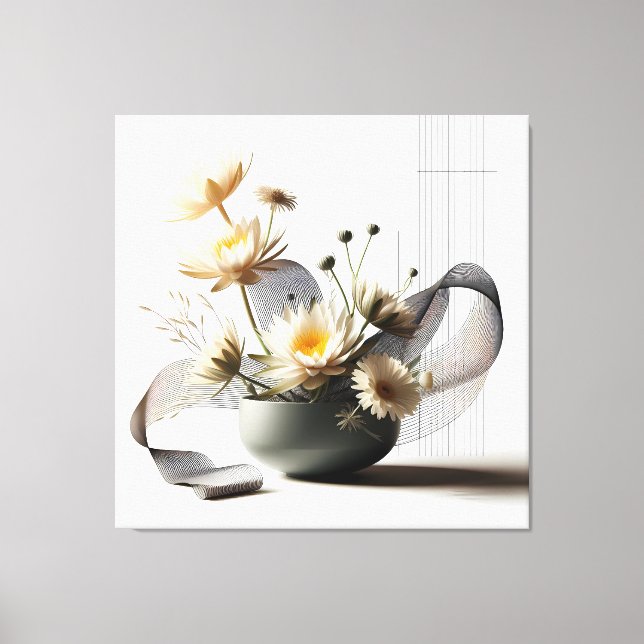 Floral Linework Composition Leinwanddruck (Vorderseite)