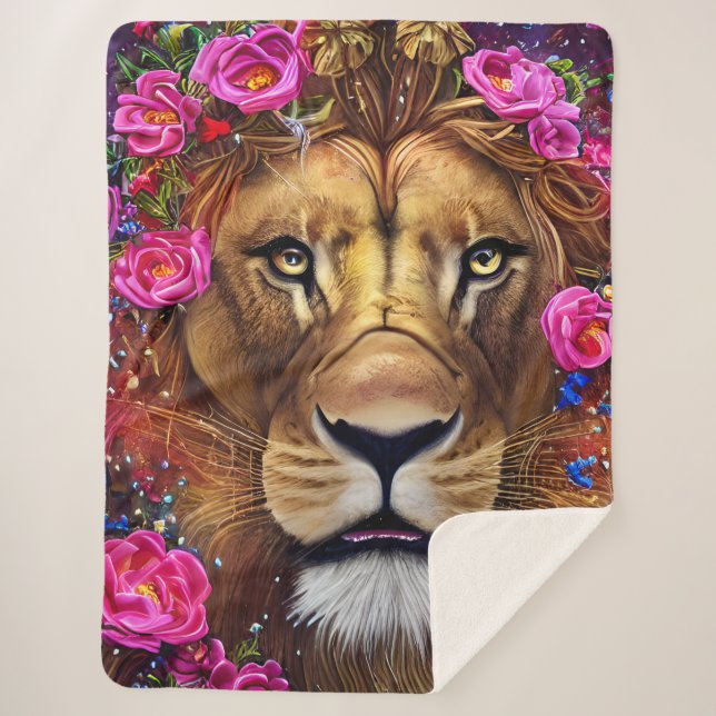 Floral Lion Head Sherpadecke (Vorderseite)