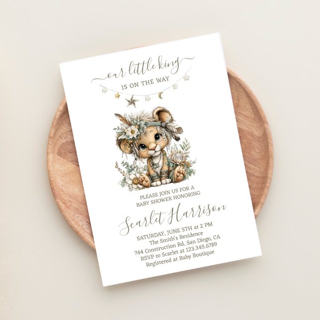 Floral lion king boy Baby Shower Invitation (Créateur téléchargé)
