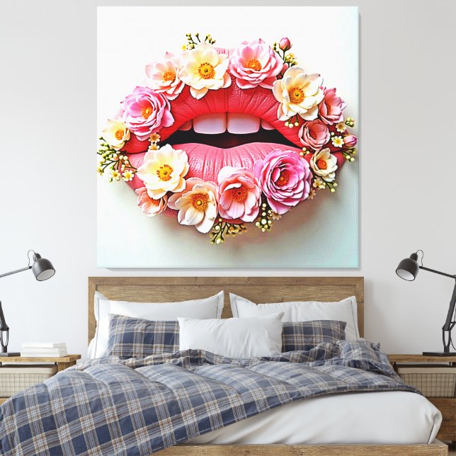Floral Lips Artistry Leinwanddruck (Insitu (Schlafzimmer))