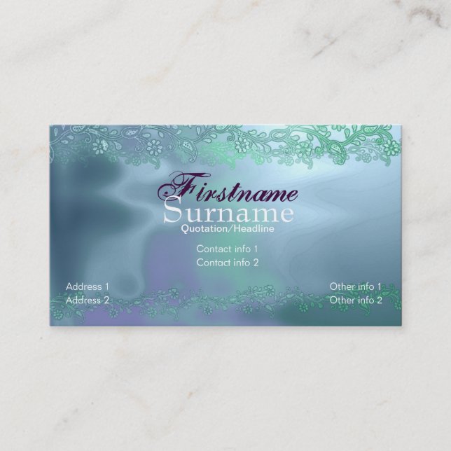 Floral Liquid Aqua Business Card Visitenkarte (Vorderseite)