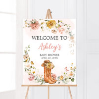 Floral Little Cowgirl Babydusche Willkommen