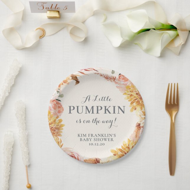 Floral Little Pumpkin Baby Dusche Pappteller (Hochzeit)