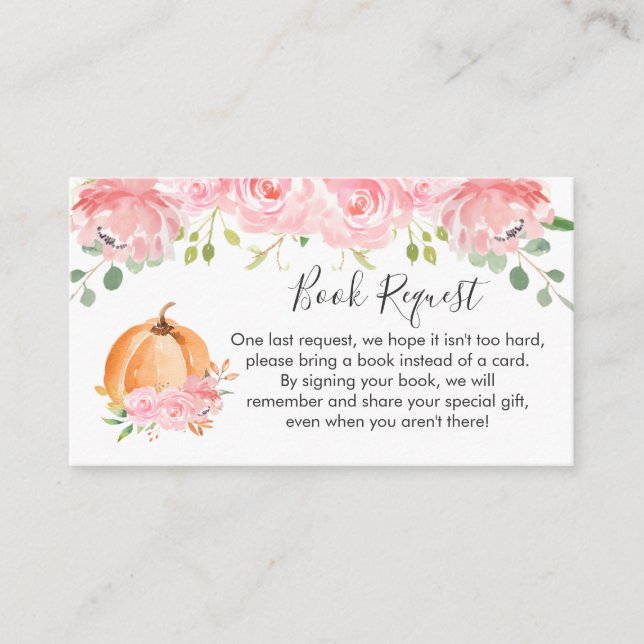 Floral Little Pumpkin Book Request Enclosure Card Begleitkarte (Vorderseite)