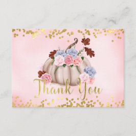 Floral Little Pumpkin Girl Babydusche Danke Begleitkarte