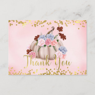 Floral Little Pumpkin Girl Babydusche Danke Begleitkarte