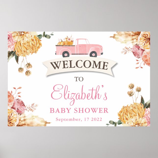 Floral Little PUMPKIN MIRL Baby Dusche Empfang Poster (Vorne)