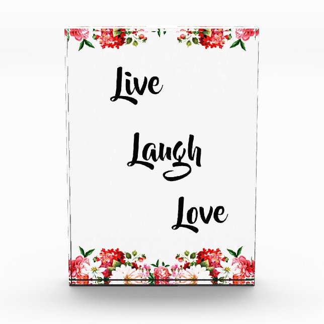 Floral "Live, Laugh, Love" Elegant   Fotoblock (Vorderseite)