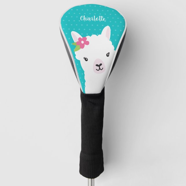 Floral Llama Alpaca Aquamarines Giro del Malcanton Golf Headcover (Vorderseite)