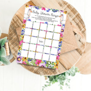 Floral Llama Babydusche Bingo Game Card Einladung
