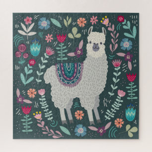 Floral Llama: Vintage handGezeichnet Doodles
