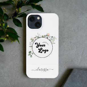 Floral Logo Custom Company Business & Name Elegant iPhone Hülle