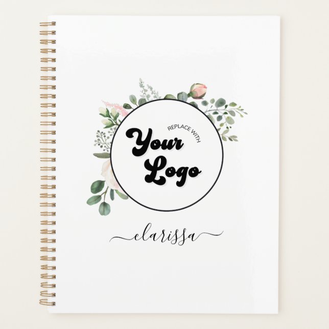 Floral Logo Custom Company Business & Name Girl Planer (Vorderseite)