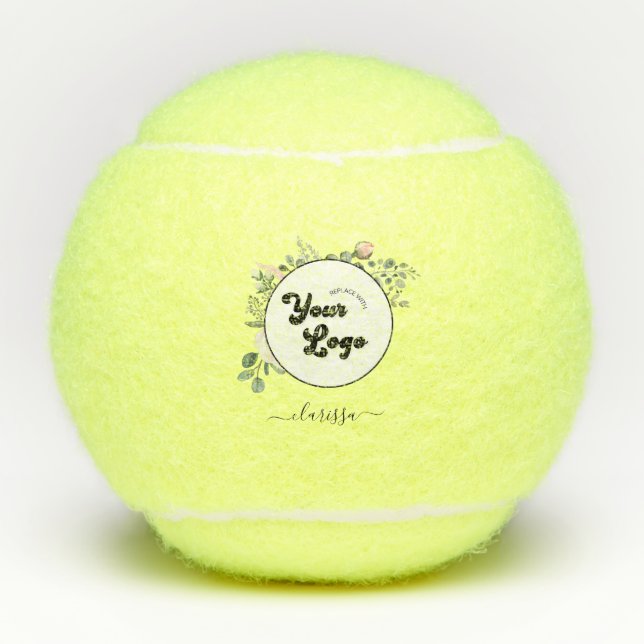 Floral Logo Custom Company Business & Name Girl Tennisbälle (Vorderseite)
