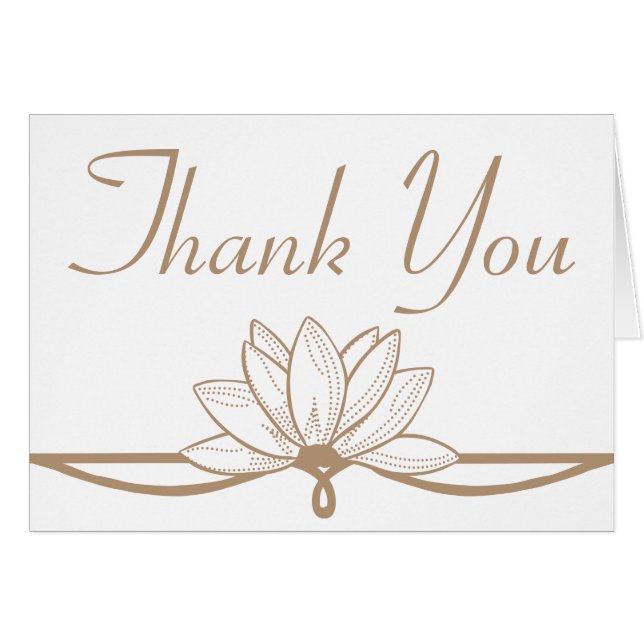 Floral Lotus Brown und Weiß Danke Blume (Vorderseite (Horizontal))