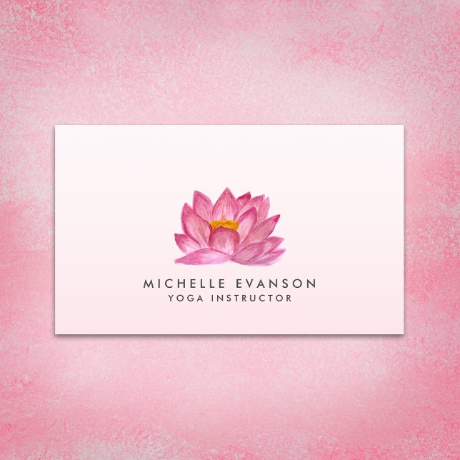 Floral Lotus Elegant Yoga Instructor Blush Pink Visitenkarte (Von Creator hochgeladen)