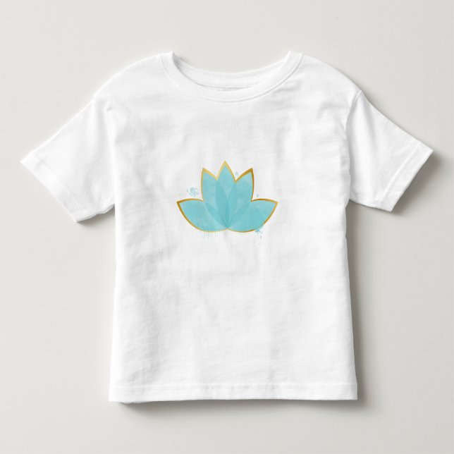 Floral Lotus Seafoam Blue & Imitate Gold Kleinkind T-shirt (Vorderseite)
