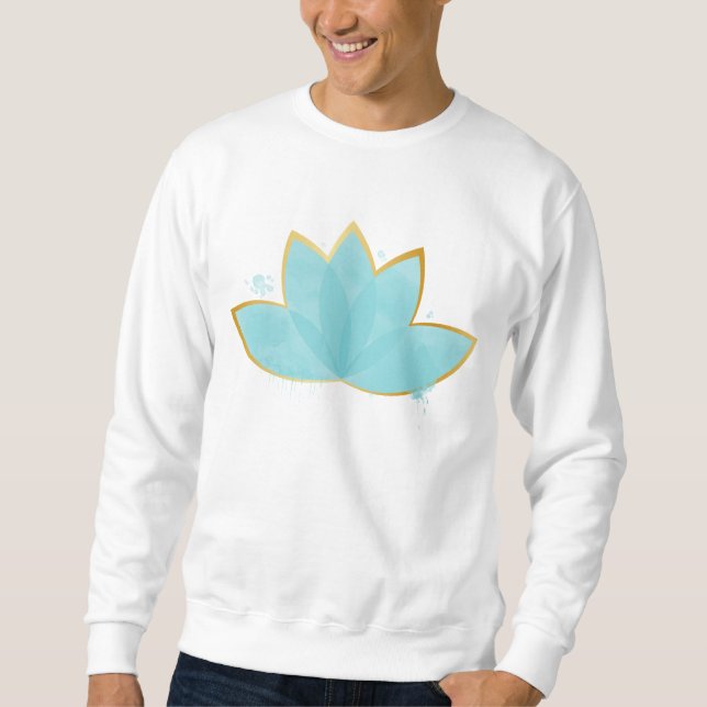 Floral Lotus Seafoam Blue & Imitate Gold Sweatshirt (Vorderseite)