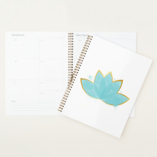Floral Lotus Watercolor Seepromenade Blau & Imitat Planer