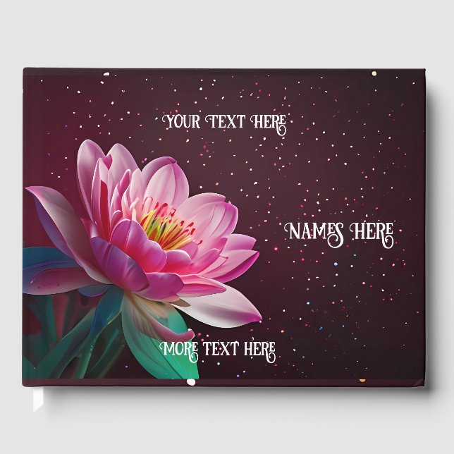 "Floral Lotus Wedding Suite | Starry Night Romance Gästebuch (Vorderseite)