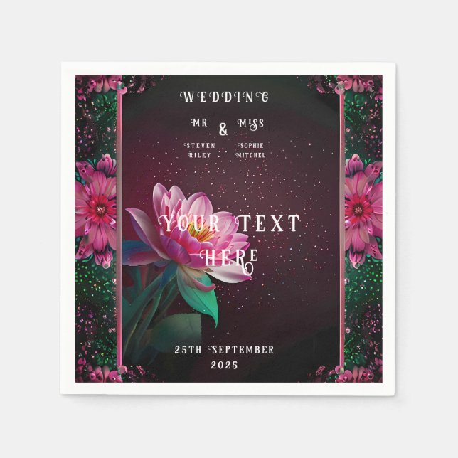 Floral Lotus Wedding Suite | Starry Night Romance Serviette (Vorderseite)